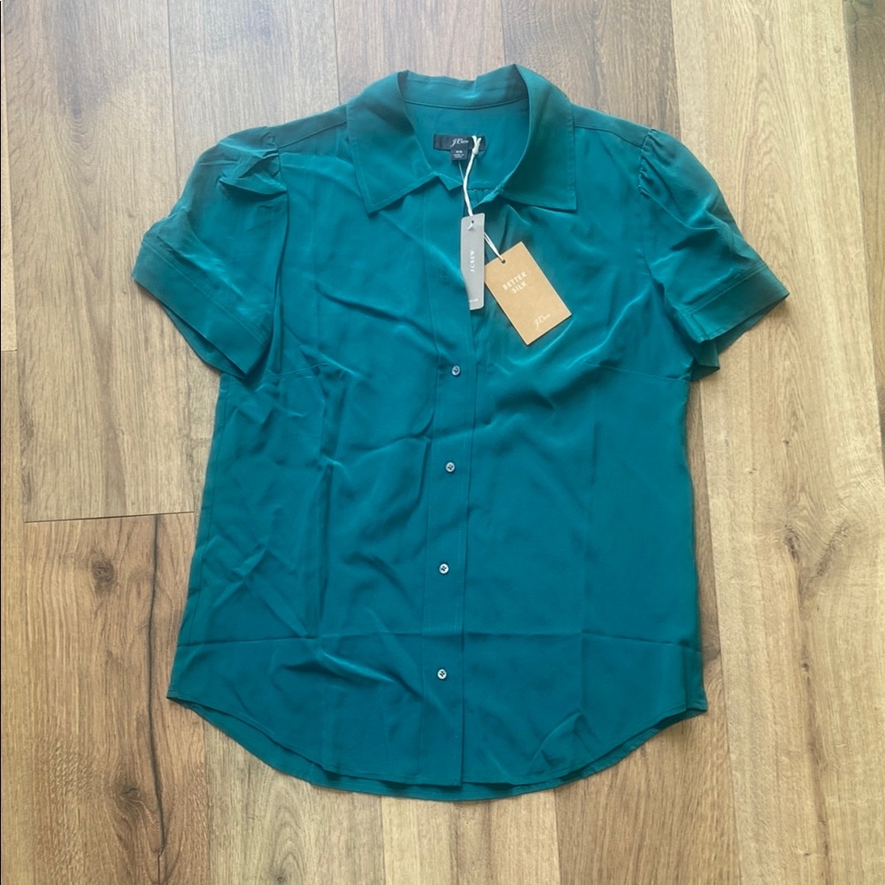 J. Crew Turquoise Button-Up Blouse